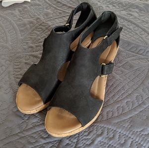 Clark's Wedge Sandles Black Size 9.5
